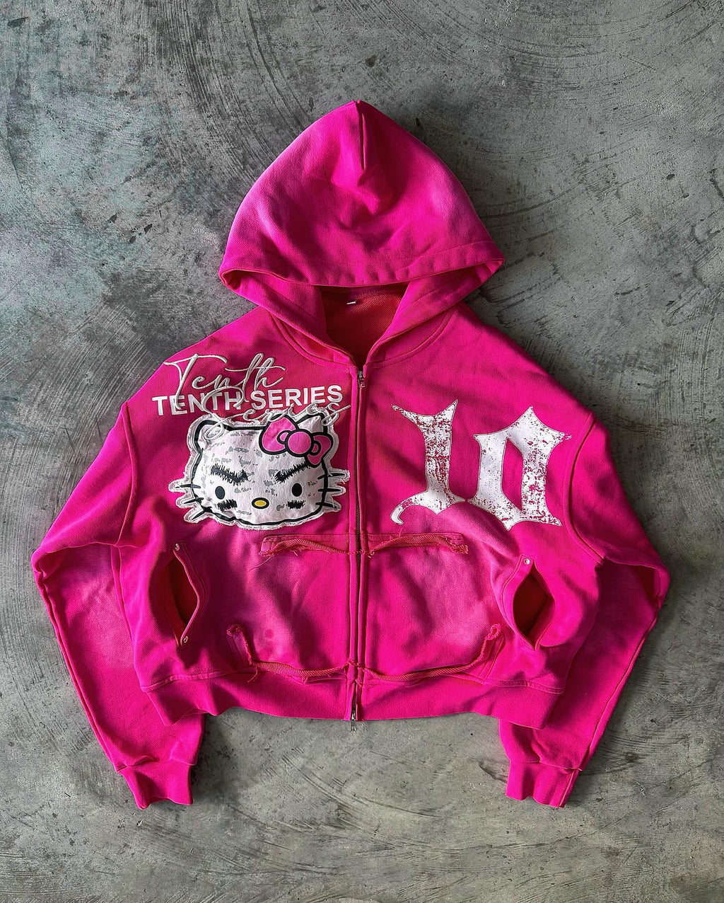 PINK PUNK KITTY HOODIE