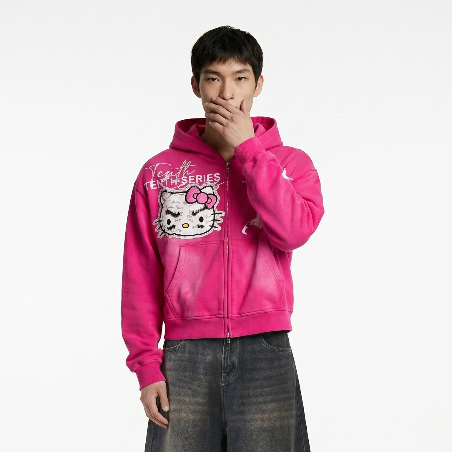PINK PUNK KITTY HOODIE